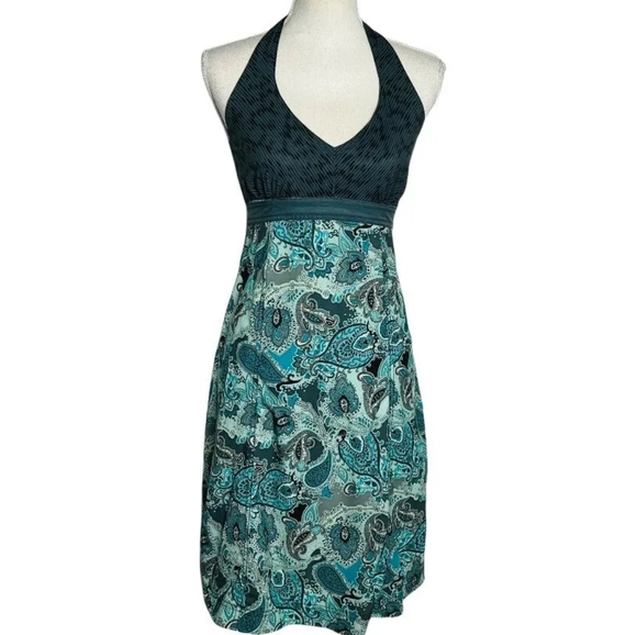 Athleta Halter Athletic Dress Paisley Blue and Gray 2 - Picture 2 of 11